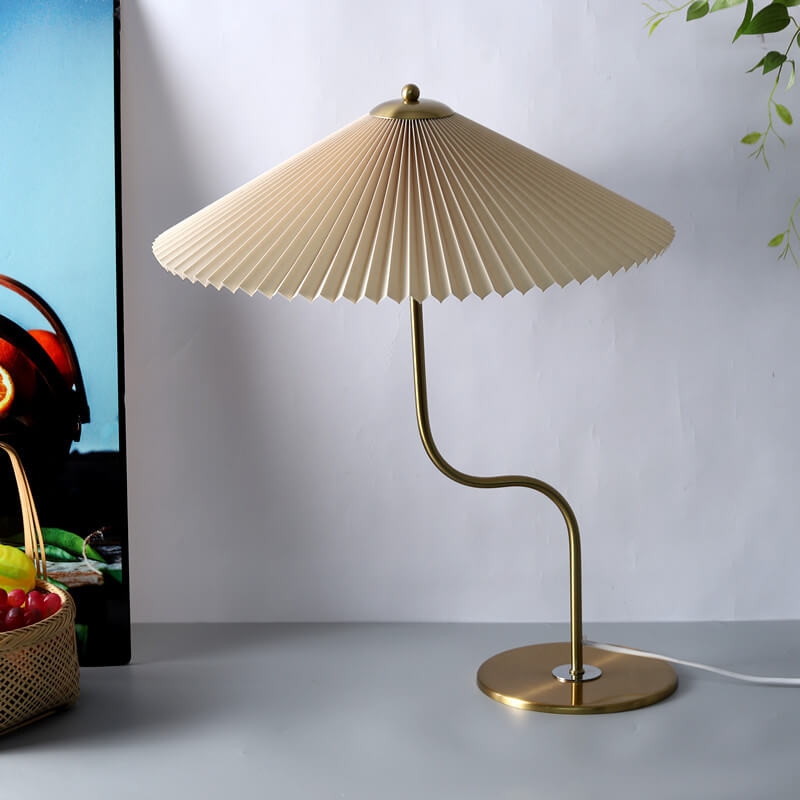 Contemporary Fabric Table Lamp with Pleated Design for Living Room and Bedroom