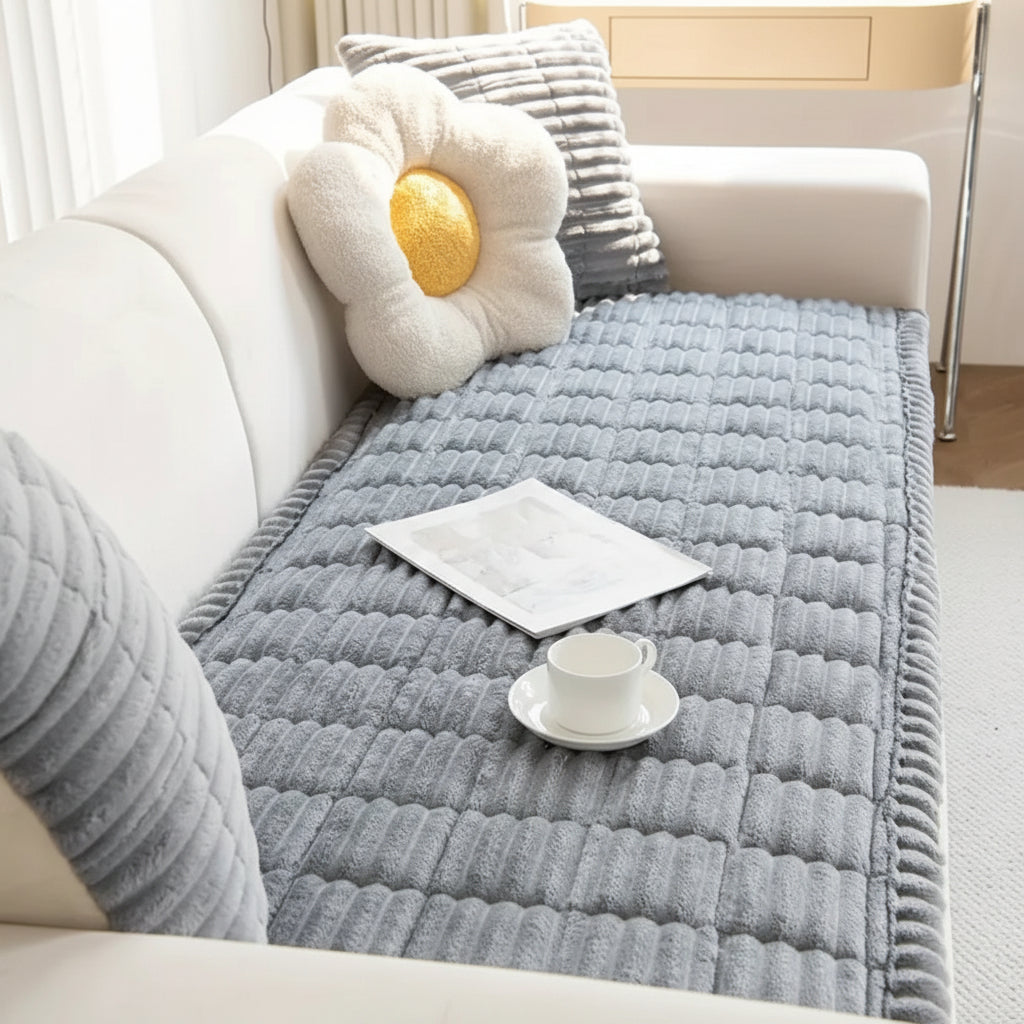 Comfortable Sofa Protector with Pleated Edges for Plush Couches