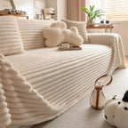 Microfiber Sofa Cover in Velvet Rib Design - Quilted Comfort Protector