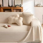 Microfiber Sofa Cover in Velvet Rib Design - Quilted Comfort Protector