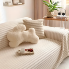 Microfiber Sofa Cover in Velvet Rib Design - Quilted Comfort Protector