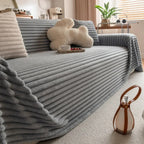 Microfiber Sofa Cover in Velvet Rib Design - Quilted Comfort Protector