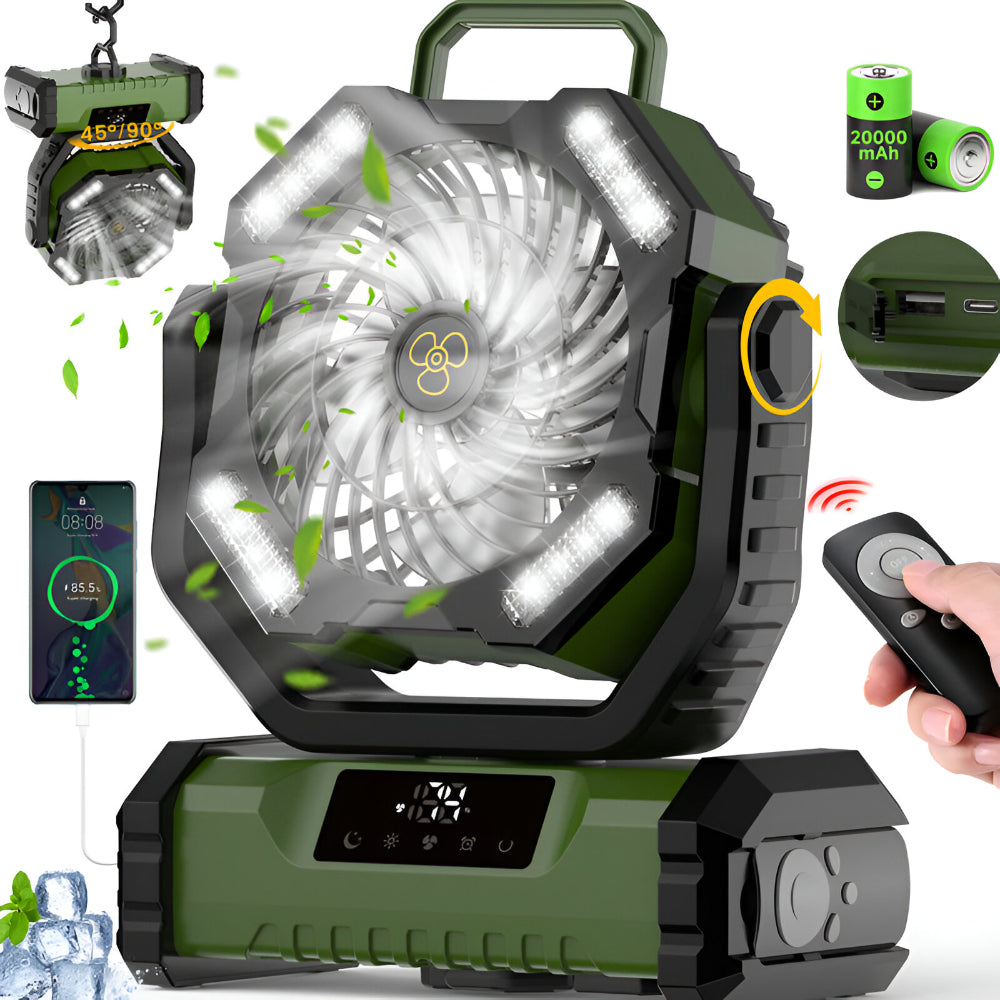 Rechargeable Oscillating Portable Fan with Remote for Camping
