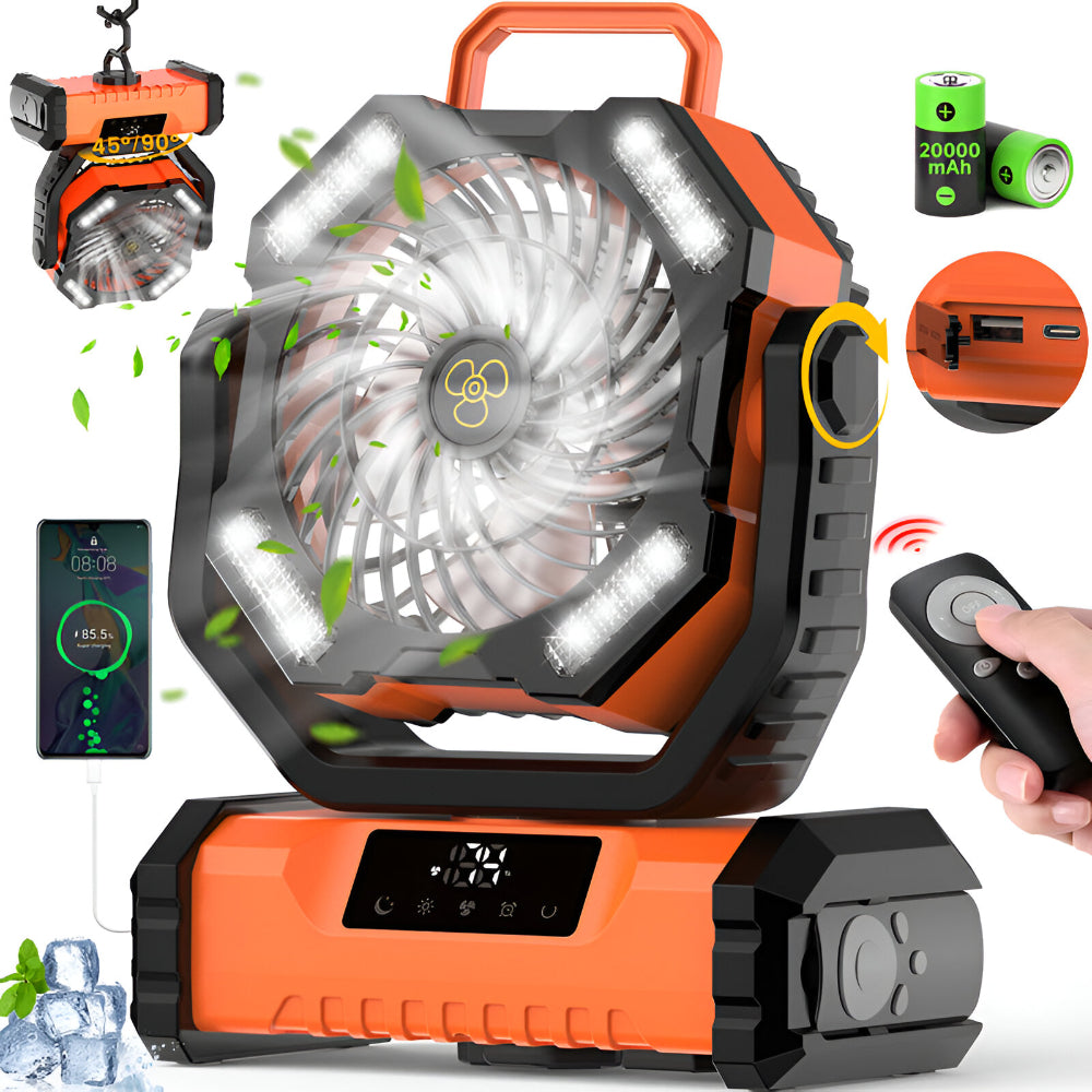Rechargeable Oscillating Portable Fan with Remote for Camping