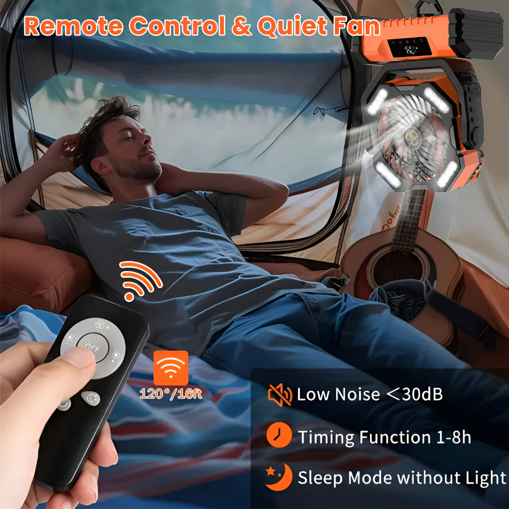 Rechargeable Oscillating Portable Fan with Remote for Camping