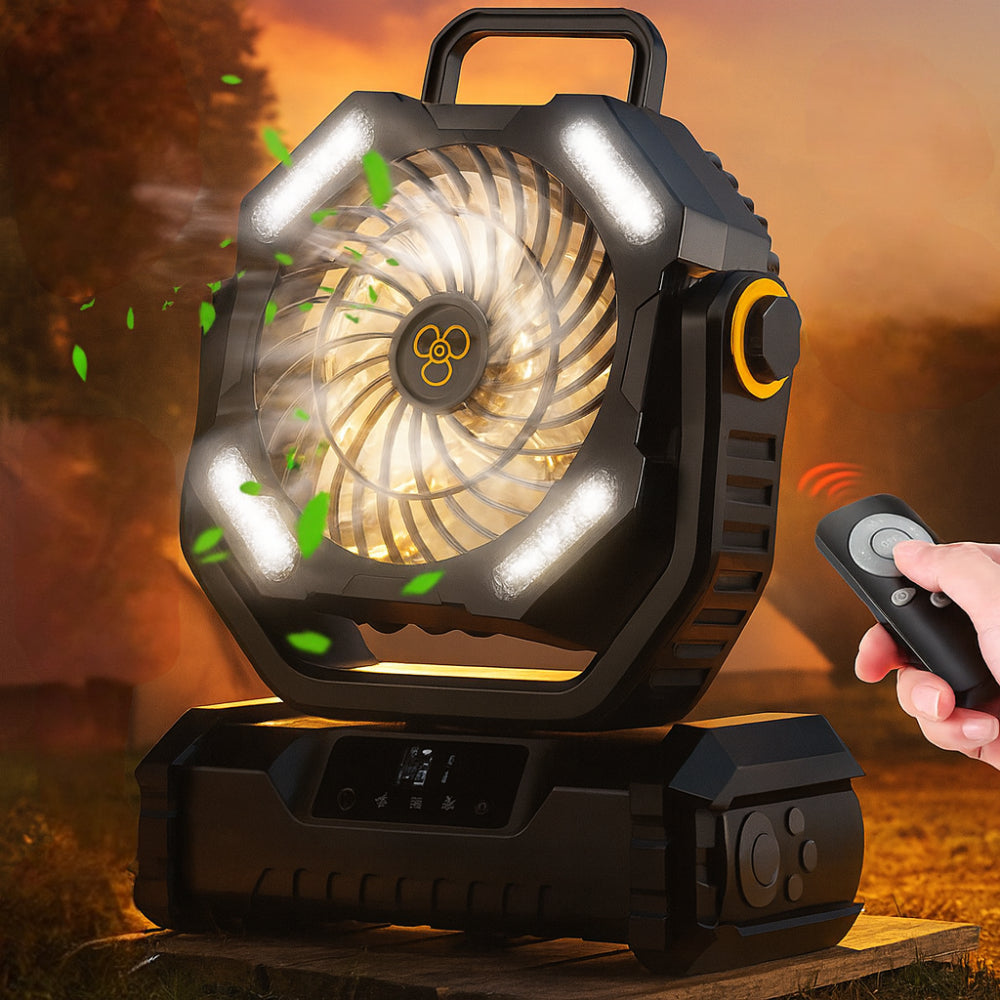 Rechargeable Oscillating Portable Fan with Remote for Camping