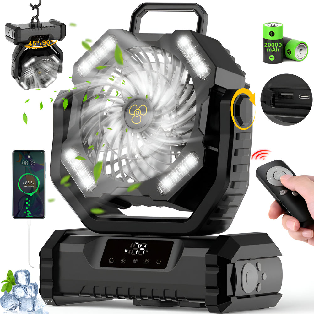 Rechargeable Oscillating Portable Fan with Remote for Camping
