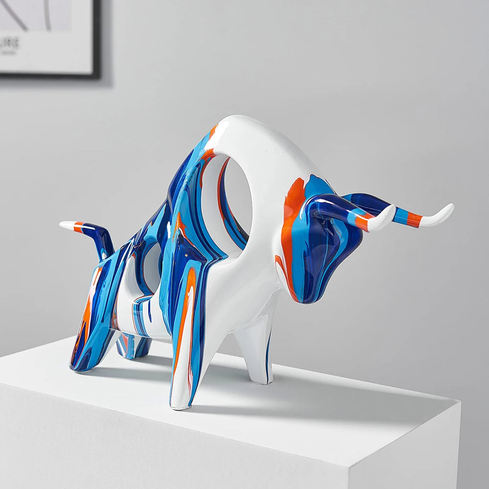 Bold Contemporary Resin Bull Sculpture – Striking Art for Home Decor