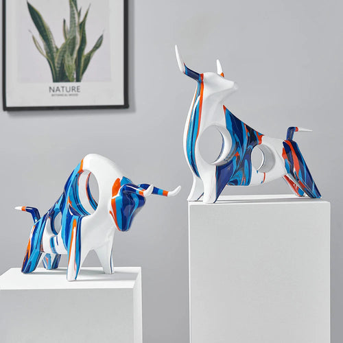Bold Contemporary Resin Bull Sculpture – Striking Art for Home Decor