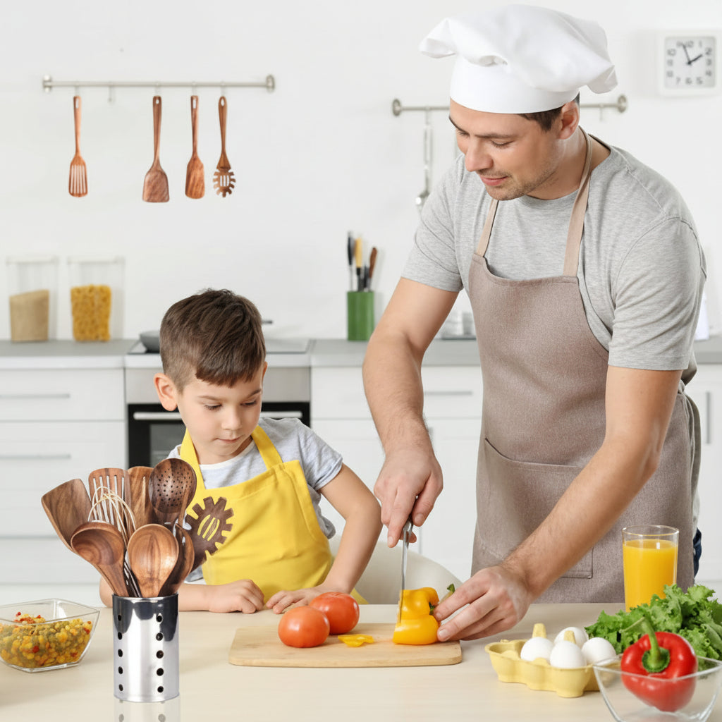 Heat Resistant Kitchen Tools Set – Non-Scratch Wooden Cooking Utensils
