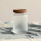 Acacia Wood Lid Storage Jar with Hammered Glass – 3 Size Options
