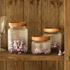 Acacia Wood Lid Storage Jar with Hammered Glass – 3 Size Options