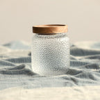 Acacia Wood Lid Storage Jar with Hammered Glass – 3 Size Options