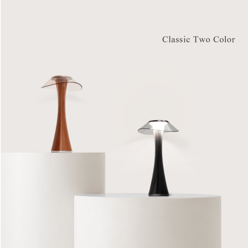 Table Lamp with Clear Disc Shade and Fluted Glass Design