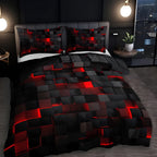 Modern Bedroom Decor 3D Grid Quilt Cover Set in Neon