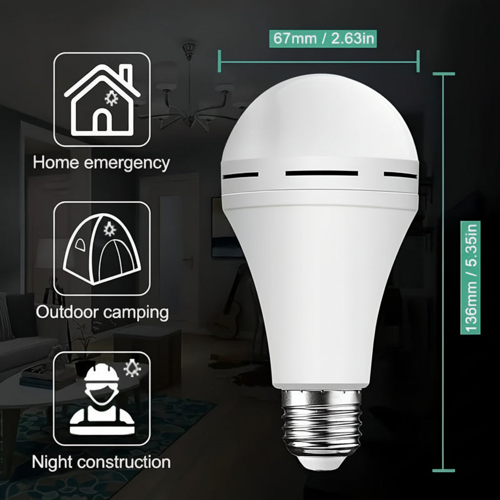 Rechargeable LED Emergency Light Bulb for White Illumination