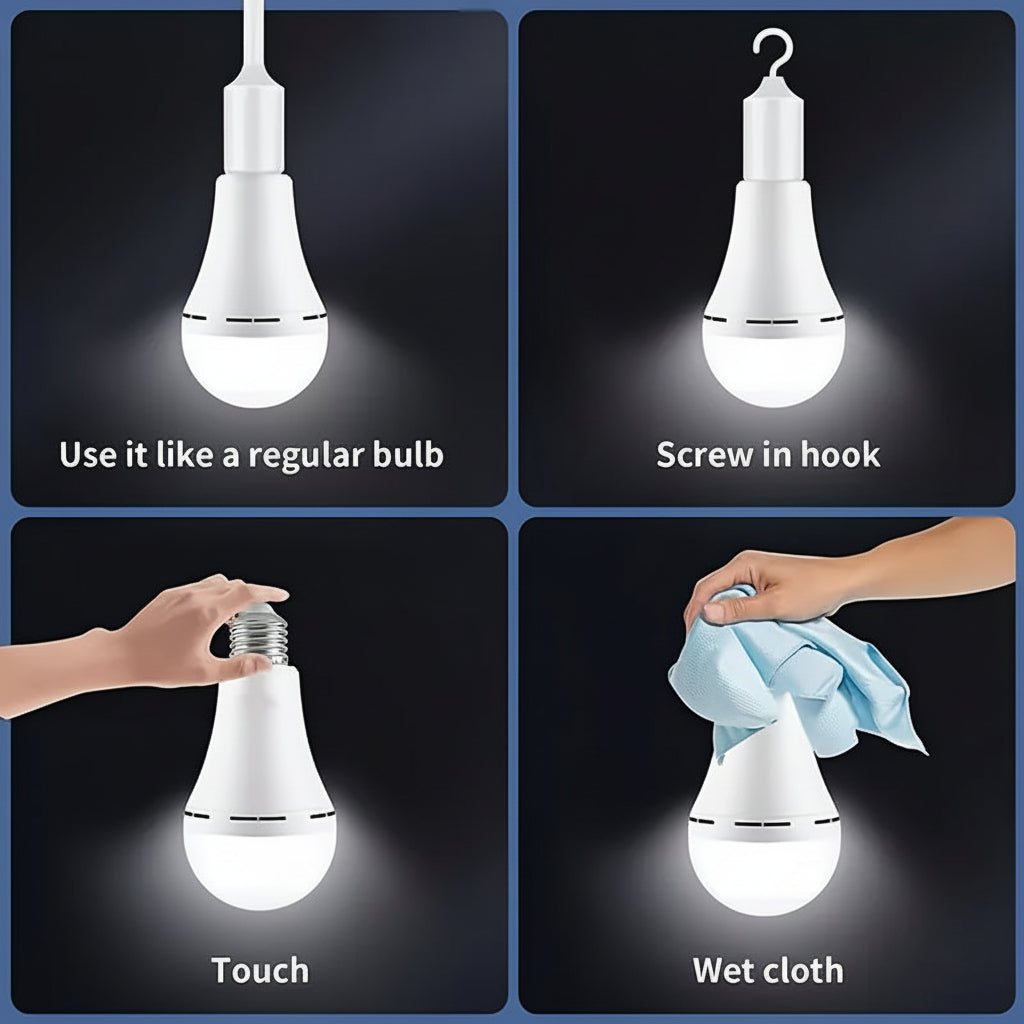Rechargeable LED Emergency Light Bulb for White Illumination