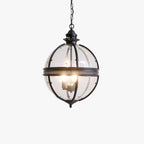 Industrial Globe Hanging Light Fixture - Vintage Glass Pendant