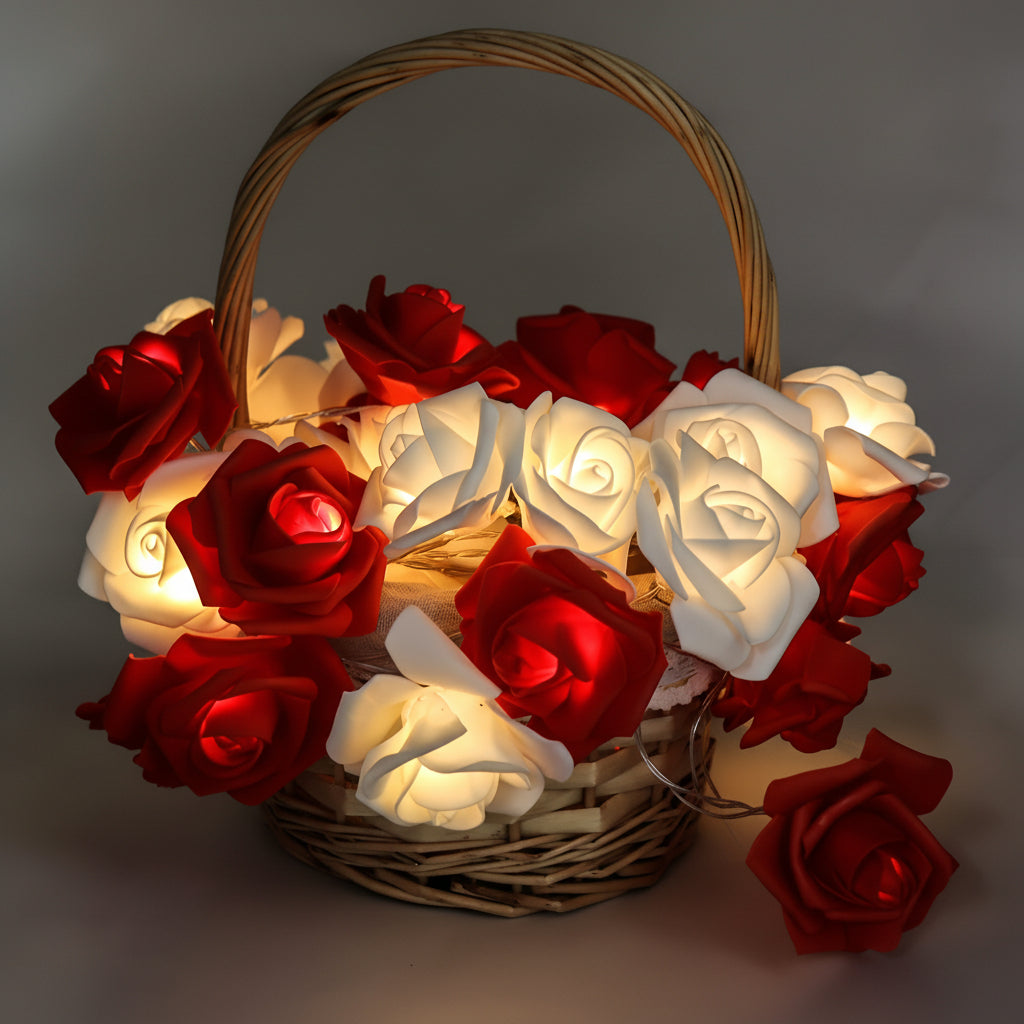 Battery Operated Rose Flower String Lights for Romantic Decoration