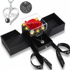LED Light Love Necklace with Preserved Eternal Flower in Rose Gift Box