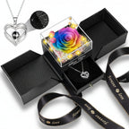 LED Light Love Necklace with Preserved Eternal Flower in Rose Gift Box