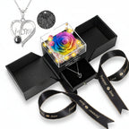 LED Light Love Necklace with Preserved Eternal Flower in Rose Gift Box