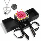 LED Light Love Necklace with Preserved Eternal Flower in Rose Gift Box