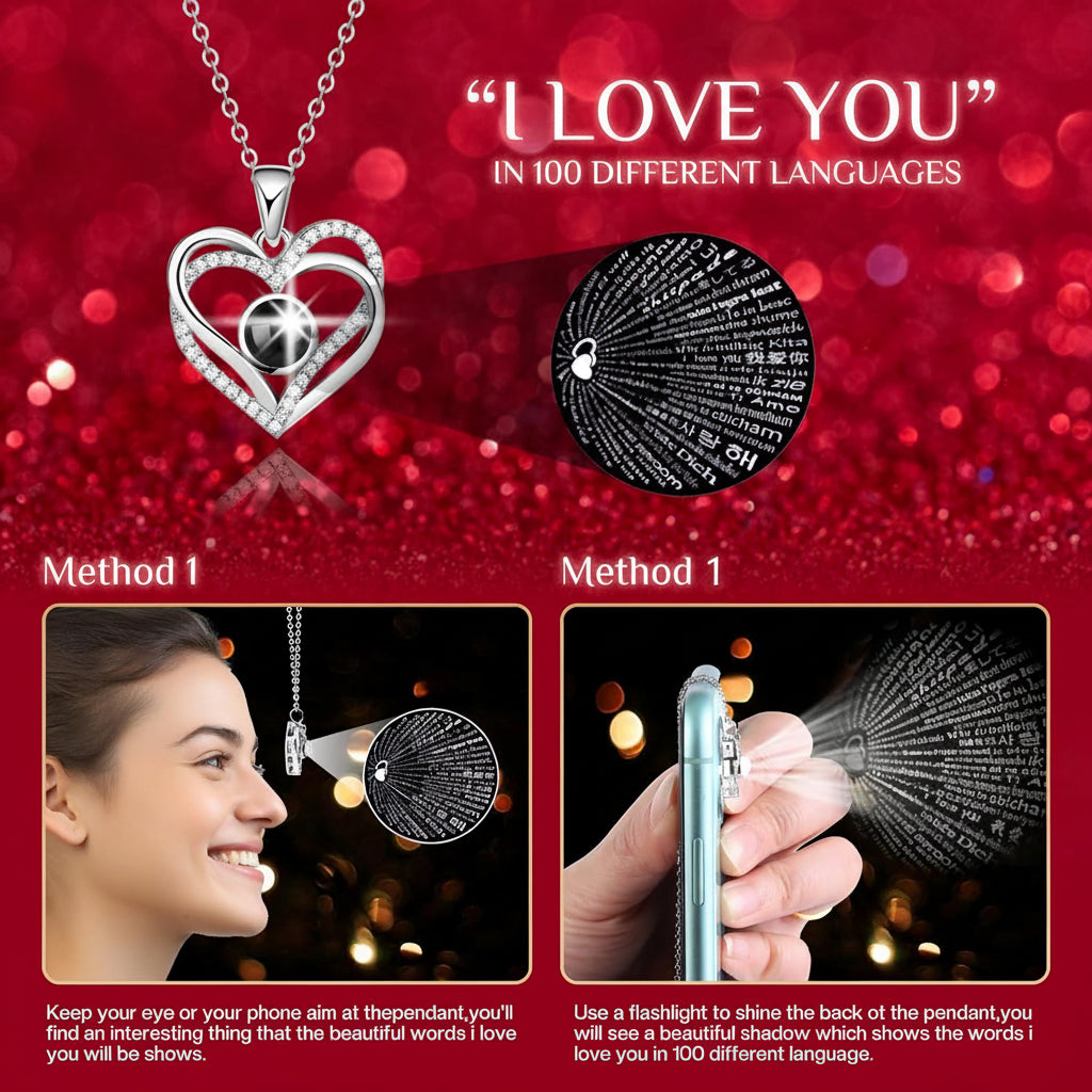LED Light Love Necklace with Preserved Eternal Flower in Rose Gift Box