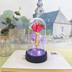 Romantic Decorative LED Table Lamp with Rose Glass Dome