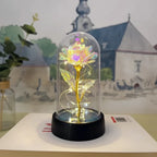 Romantic Decorative LED Table Lamp with Rose Glass Dome