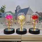 Romantic Decorative LED Table Lamp with Rose Glass Dome