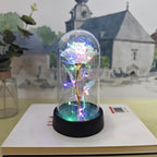 Romantic Decorative LED Table Lamp with Rose Glass Dome