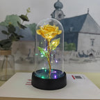 Romantic Decorative LED Table Lamp with Rose Glass Dome