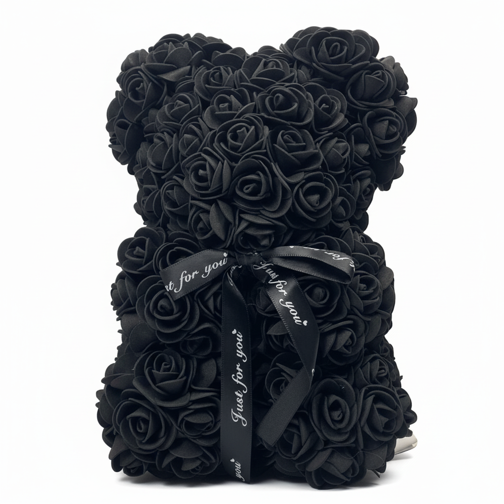 Romantic Foam Rose Teddy Bear Gift Decoration with Floral Design