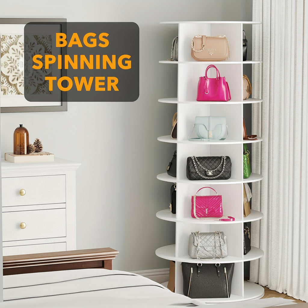 Vertical Rotating Plastic Organizer for Space-Saving Shoe Storage