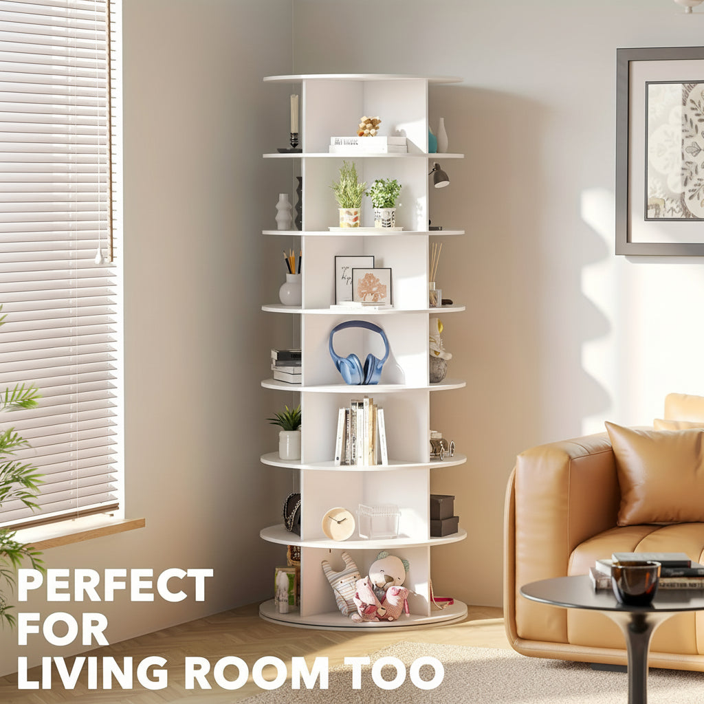 Vertical Rotating Plastic Organizer for Space-Saving Shoe Storage