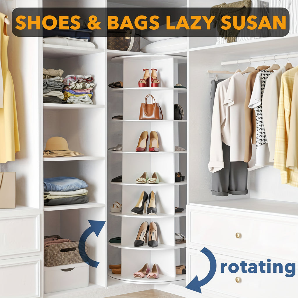 Vertical Rotating Plastic Organizer for Space-Saving Shoe Storage