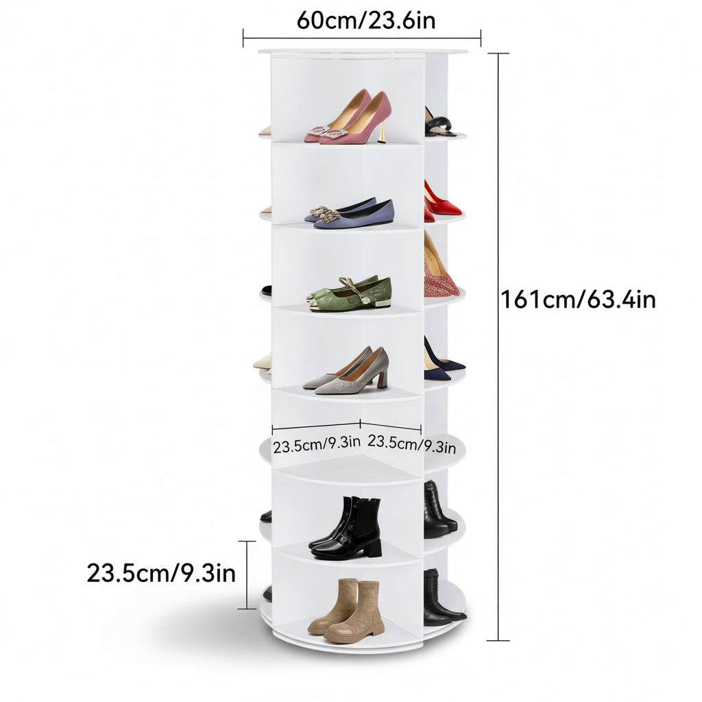 Vertical Rotating Plastic Organizer for Space-Saving Shoe Storage
