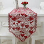 Romantic Red Heart Lace Table Runner for Valentine's Day Dining Decor