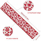 Romantic Red Heart Lace Table Runner for Valentine's Day Dining Decor