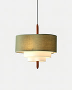 Drum Pendant Light in Layered Linen Design