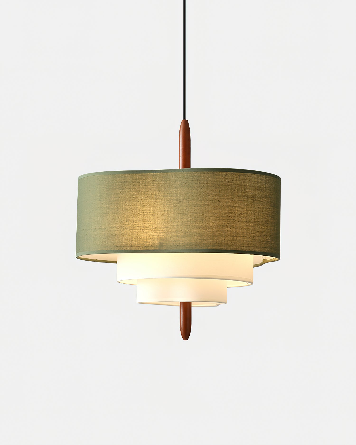 Drum Pendant Light in Layered Linen Design