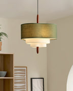 Drum Pendant Light in Layered Linen Design