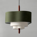 Drum Pendant Light in Layered Linen Design