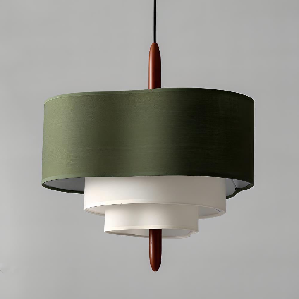 Drum Pendant Light in Layered Linen Design