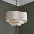 Drum Pendant Light in Layered Linen Design