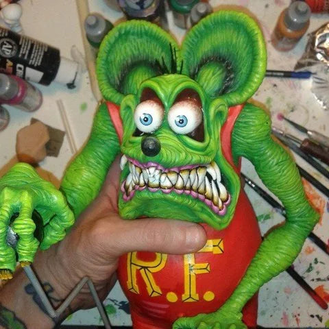 Handcrafted Vintage Rat Fink Model | Unique Americana Decor for Halloween