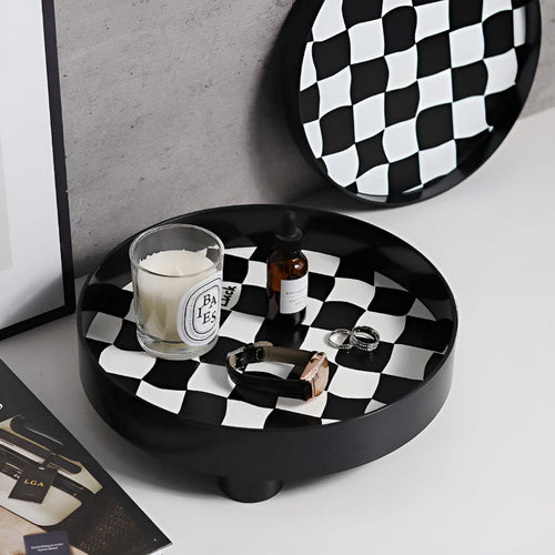 Checkerboard Design Storage Tray - Sturdy Plastic Construction