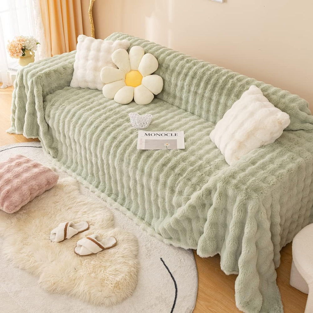 Soft Touch Faux Fur Throw Blanket - Contemporary Style