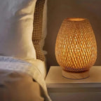 Cordless Bamboo LED Table Lamp – Dimmable Rechargeable Lighting for Bedroom